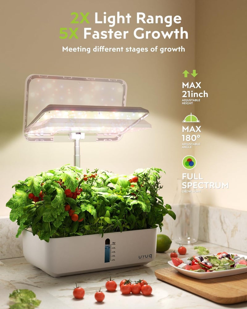 URUQ Hydroponics Growing System Garden: 12 Pods Indoor Gardening System with Custom Time Grow Light Height Adjustable Quiet Plants Germination Kit - Gardening Gifts White - Image 3